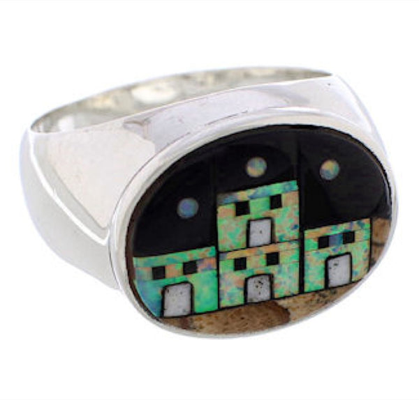 Silver Native American Design Multicolor Ring Size 12-1/2 PX42452
